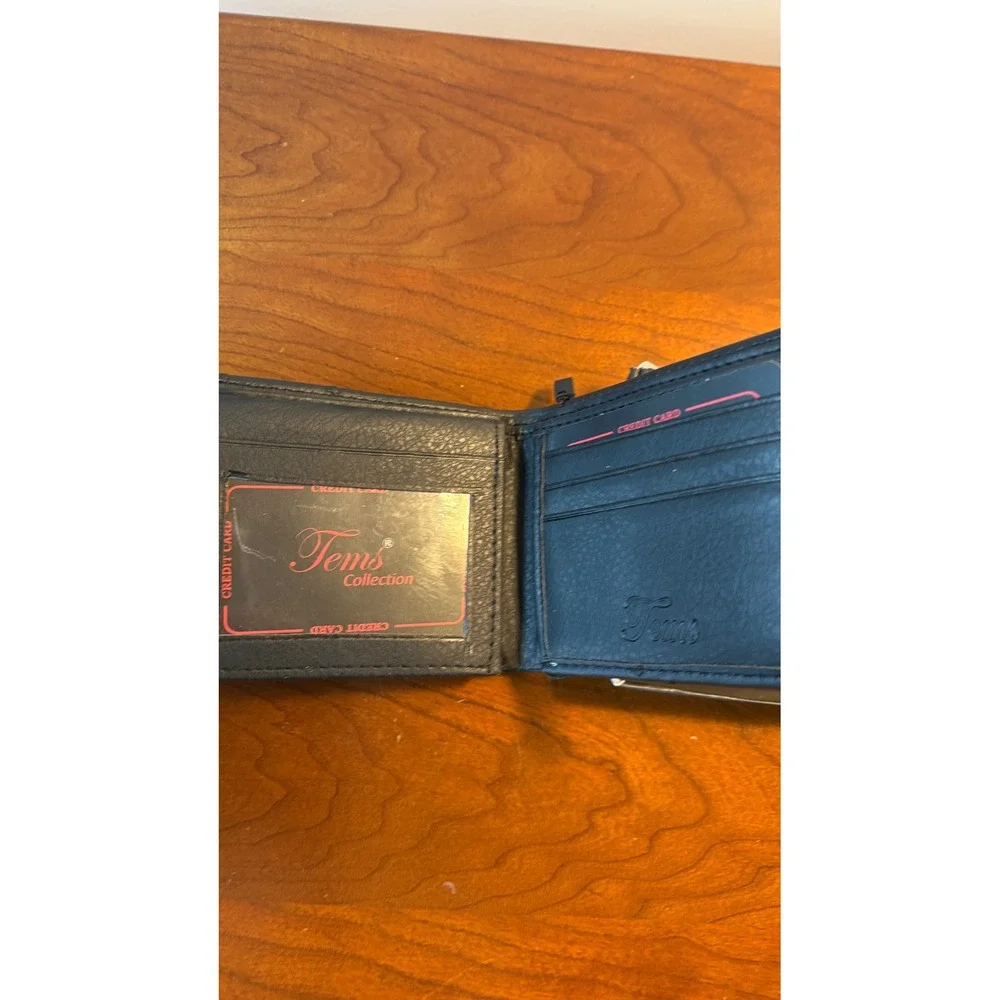 Tems Collection Mens Handcrafted Ostrich Print Western Horse Bifold Wallet New